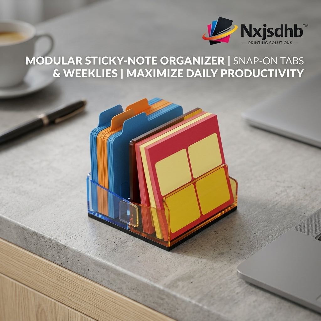 Nxjsdhb™ Modular Sticky Note Organizer with Snap-On Tabs | Premium Clear Acrylic Desktop Memo Holder & Weekly Planner Card Dispenser | Sleek Workspace Organizer & Office Desk Accessories for Daily Productivity