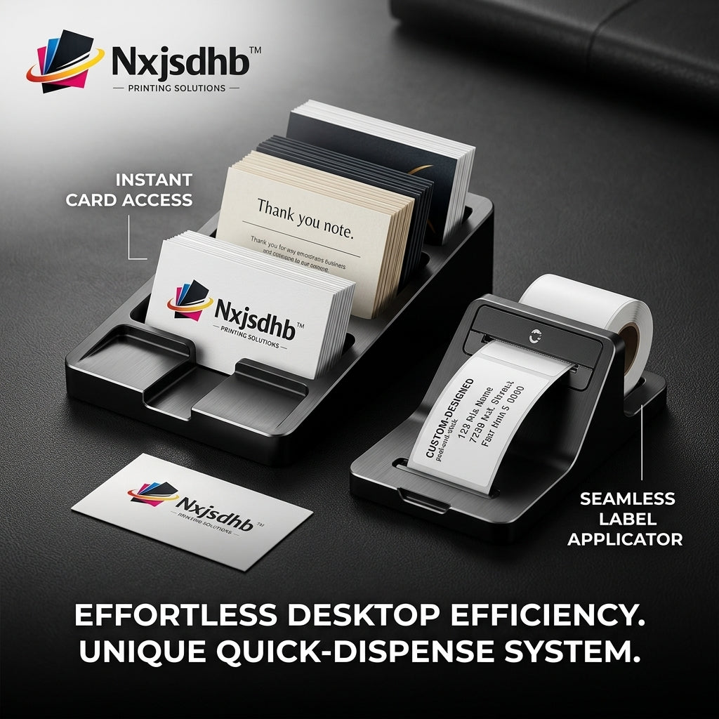 Nxjsdhb™ Premium 2-in-1 Desk Organizer Set – Business Card Holder & Seamless Label Applicator – Sleek Desktop Storage for Professionals
