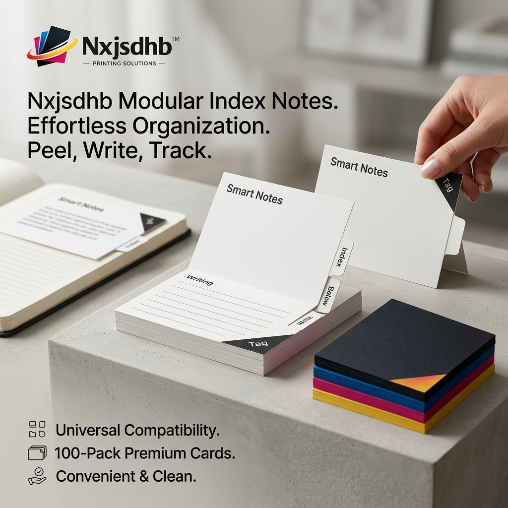 Nxjsdhb™ Modular Index Notes | 100-Pack Premium Sticky Index Cards with Tabs | Self-Adhesive Page Markers & Planner Tabs for Notebooks, Studying, and Office Organization | Peel, Write, Track
