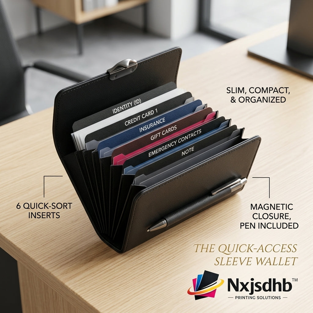 Nxjsdhb™ Slim Accordion Wallet – Compact Document Organizer with 6 Quick-Sort Inserts, Secure Magnetic Closure & Built-in Pen Holder – Perfect for Travel, Business & Everyday Essentials