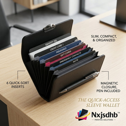 Nxjsdhb™ Slim Accordion Wallet – Compact Document Organizer with 6 Quick-Sort Inserts, Secure Magnetic Closure & Built-in Pen Holder – Perfect for Travel, Business & Everyday Essentials